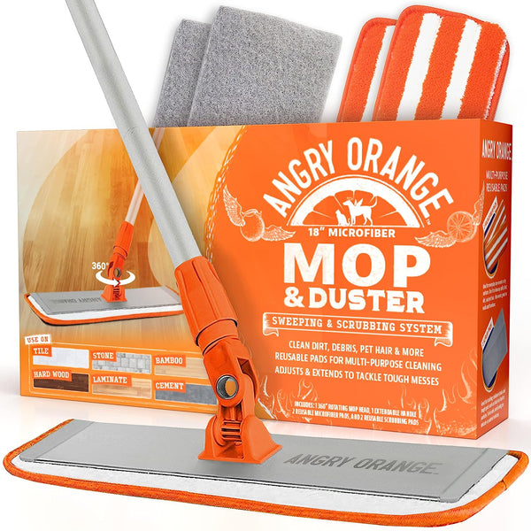 Microfiber Mop & Duster + Reusable Scrubber and Pads