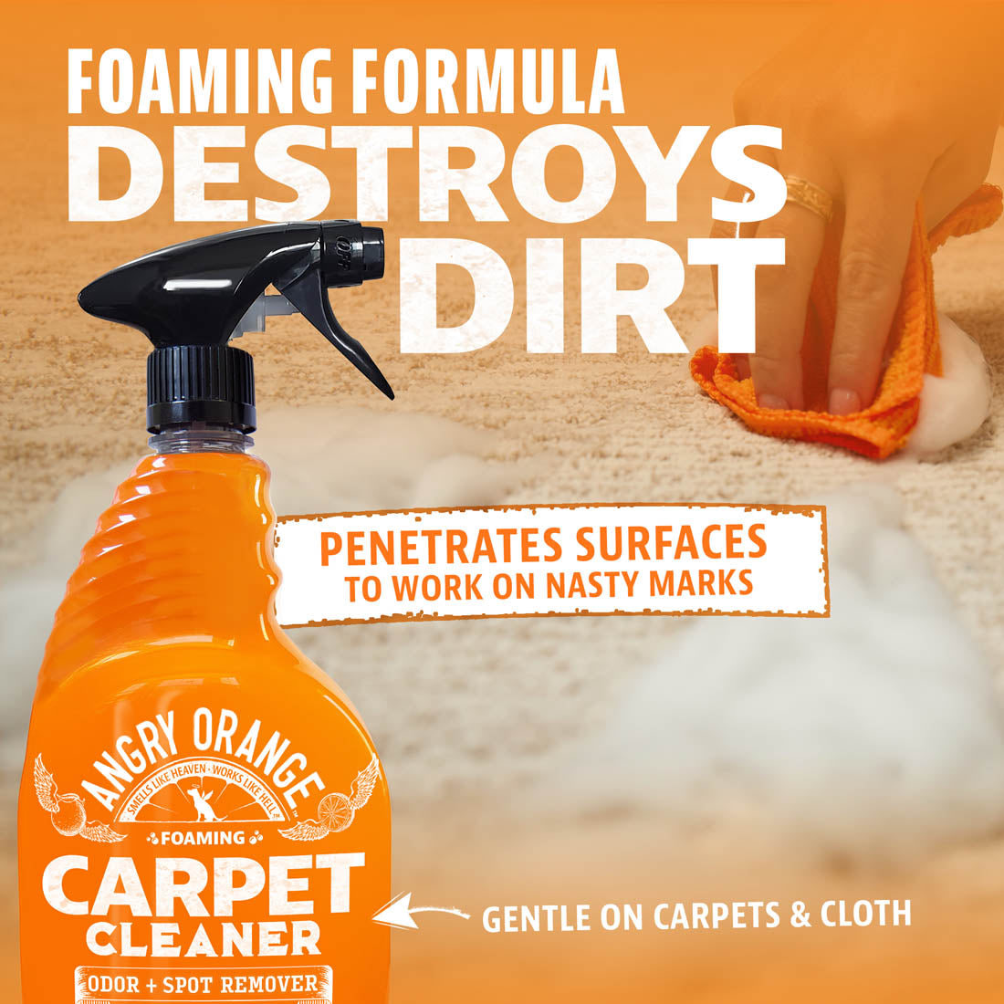 Clean Rug Spray Angry Orange | Carpet & Upholstery Cleaner | Easy to Use Spray