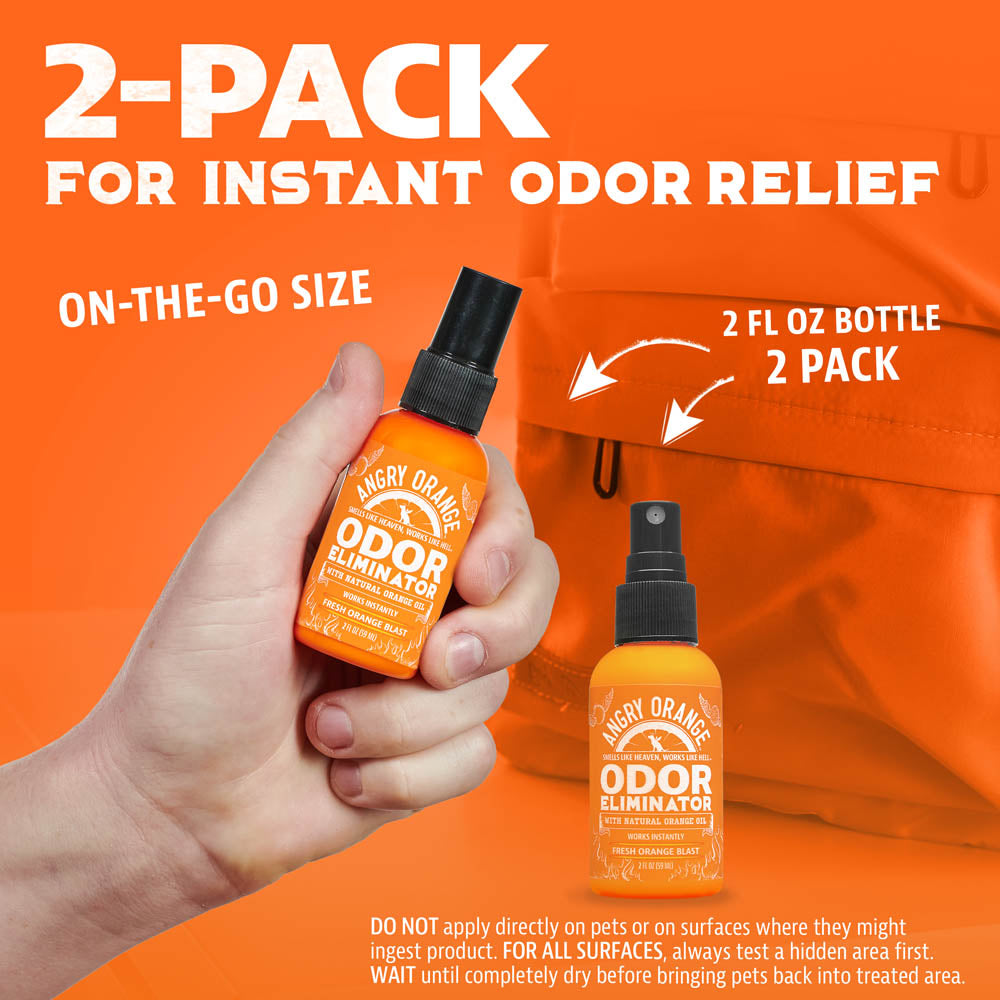 Pet Odor Eliminator Spray Travel 2Pack Angry Orange